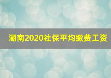 湖南2020社保平均缴费工资