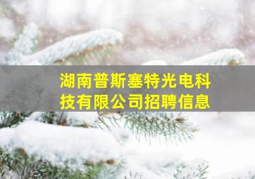 湖南普斯塞特光电科技有限公司招聘信息