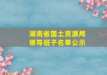 湖南省国土资源局领导班子名单公示