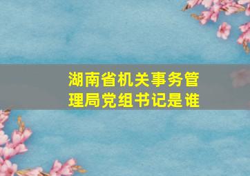 湖南省机关事务管理局党组书记是谁