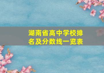 湖南省高中学校排名及分数线一览表