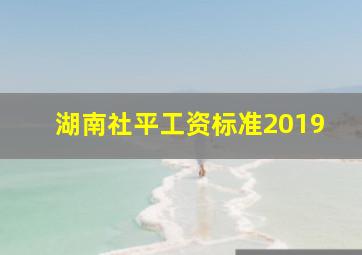 湖南社平工资标准2019