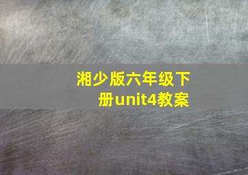 湘少版六年级下册unit4教案