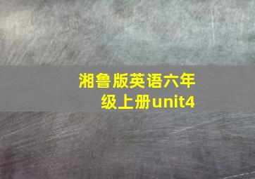 湘鲁版英语六年级上册unit4