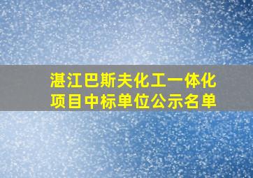 湛江巴斯夫化工一体化项目中标单位公示名单