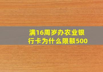 满16周岁办农业银行卡为什么限额500