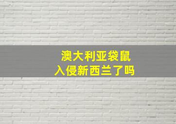 澳大利亚袋鼠入侵新西兰了吗