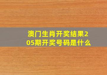 澳门生肖开奖结果205期开奖号码是什么