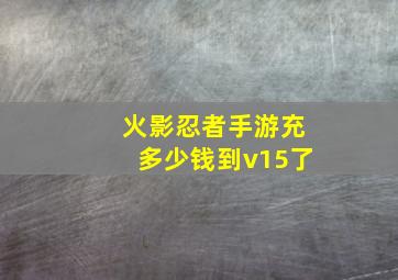 火影忍者手游充多少钱到v15了