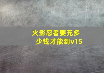 火影忍者要充多少钱才能到v15