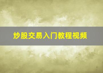 炒股交易入门教程视频