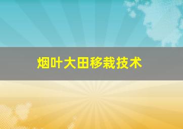 烟叶大田移栽技术