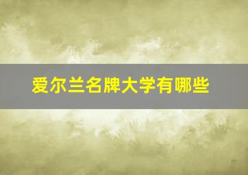 爱尔兰名牌大学有哪些