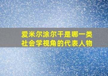 爱米尔涂尔干是哪一类社会学视角的代表人物