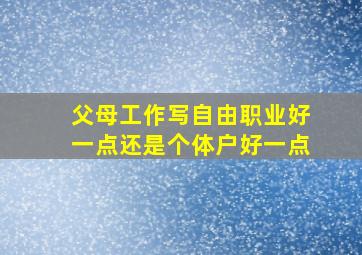 父母工作写自由职业好一点还是个体户好一点