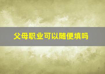 父母职业可以随便填吗