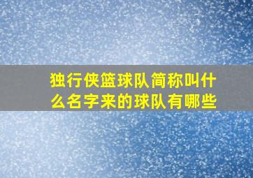 独行侠篮球队简称叫什么名字来的球队有哪些