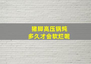 猪脚高压锅炖多久才会软烂呢