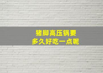 猪脚高压锅要多久好吃一点呢