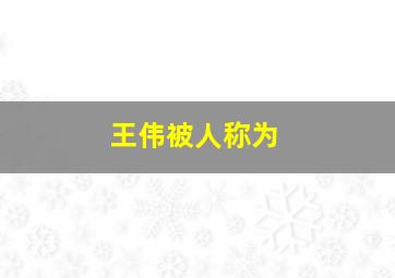 王伟被人称为