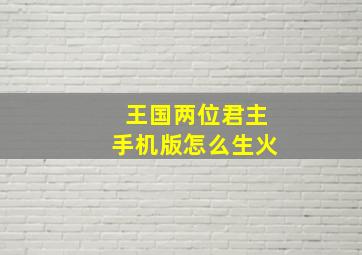 王国两位君主手机版怎么生火