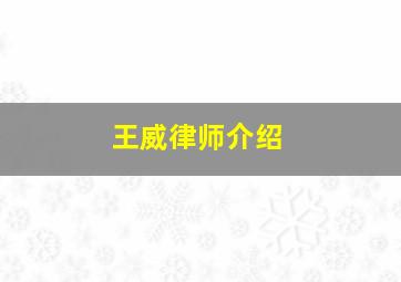 王威律师介绍