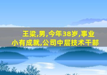 王梁,男,今年38岁,事业小有成就,公司中层技术干部