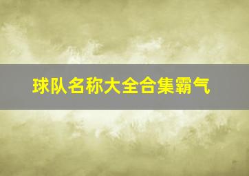 球队名称大全合集霸气