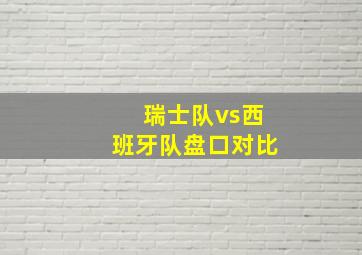 瑞士队vs西班牙队盘口对比