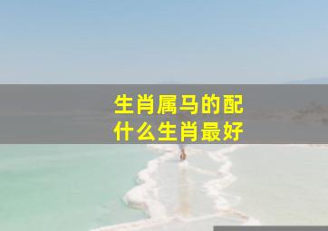 生肖属马的配什么生肖最好