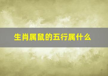 生肖属鼠的五行属什么