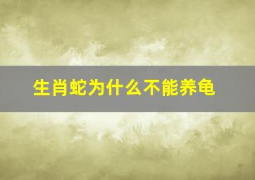 生肖蛇为什么不能养龟