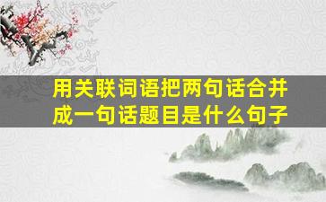 用关联词语把两句话合并成一句话题目是什么句子