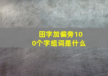 田字加偏旁100个字组词是什么