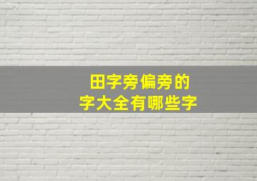 田字旁偏旁的字大全有哪些字