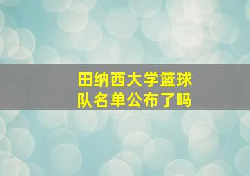 田纳西大学篮球队名单公布了吗