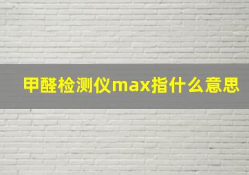 甲醛检测仪max指什么意思