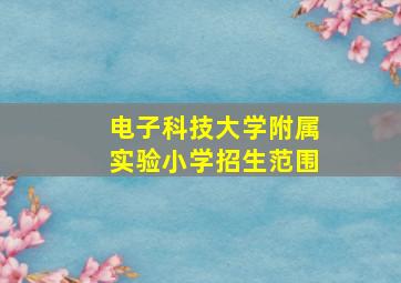 电子科技大学附属实验小学招生范围