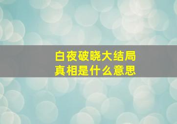 白夜破晓大结局真相是什么意思