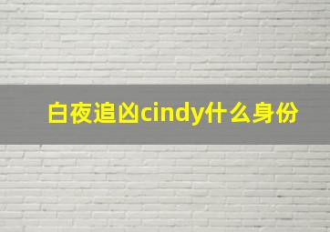 白夜追凶cindy什么身份