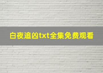 白夜追凶txt全集免费观看