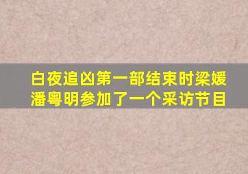 白夜追凶第一部结束时梁媛潘粤明参加了一个采访节目