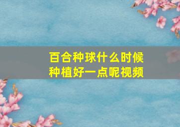 百合种球什么时候种植好一点呢视频