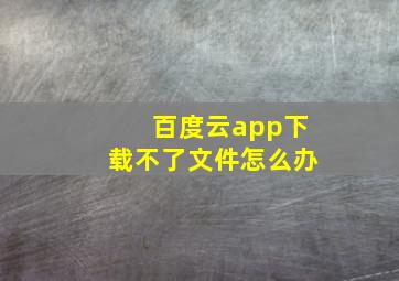 百度云app下载不了文件怎么办