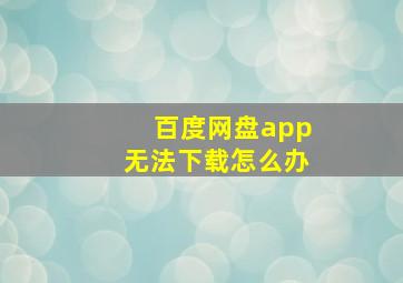 百度网盘app无法下载怎么办