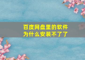 百度网盘里的软件为什么安装不了了