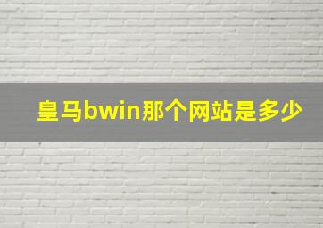 皇马bwin那个网站是多少