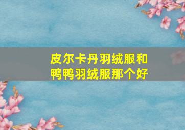 皮尔卡丹羽绒服和鸭鸭羽绒服那个好