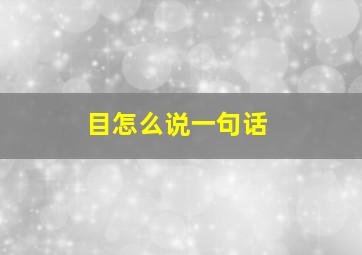 目怎么说一句话