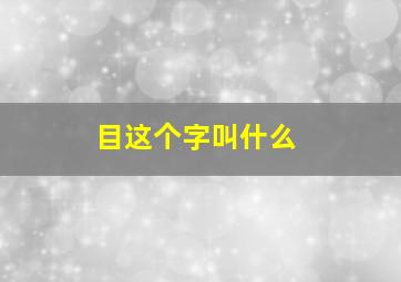 目这个字叫什么